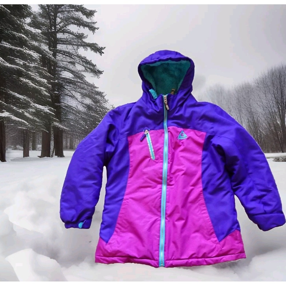 Gerry Winter Jacket Kids Size Medium 10/12 Purple Pink Excellent Hooded Ski Coat